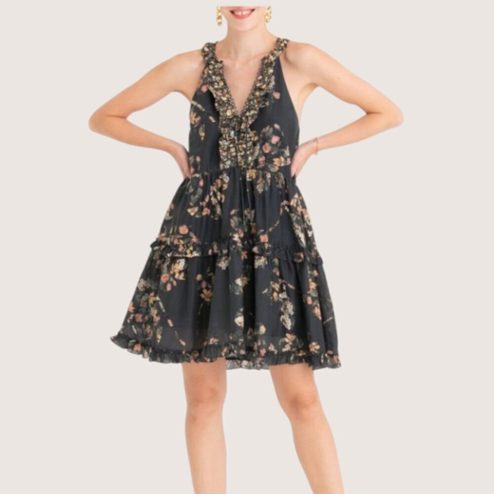 Super Natural SECRET MISSION Cape Town Isabel Floral Tiered Mini Dress Med NWT